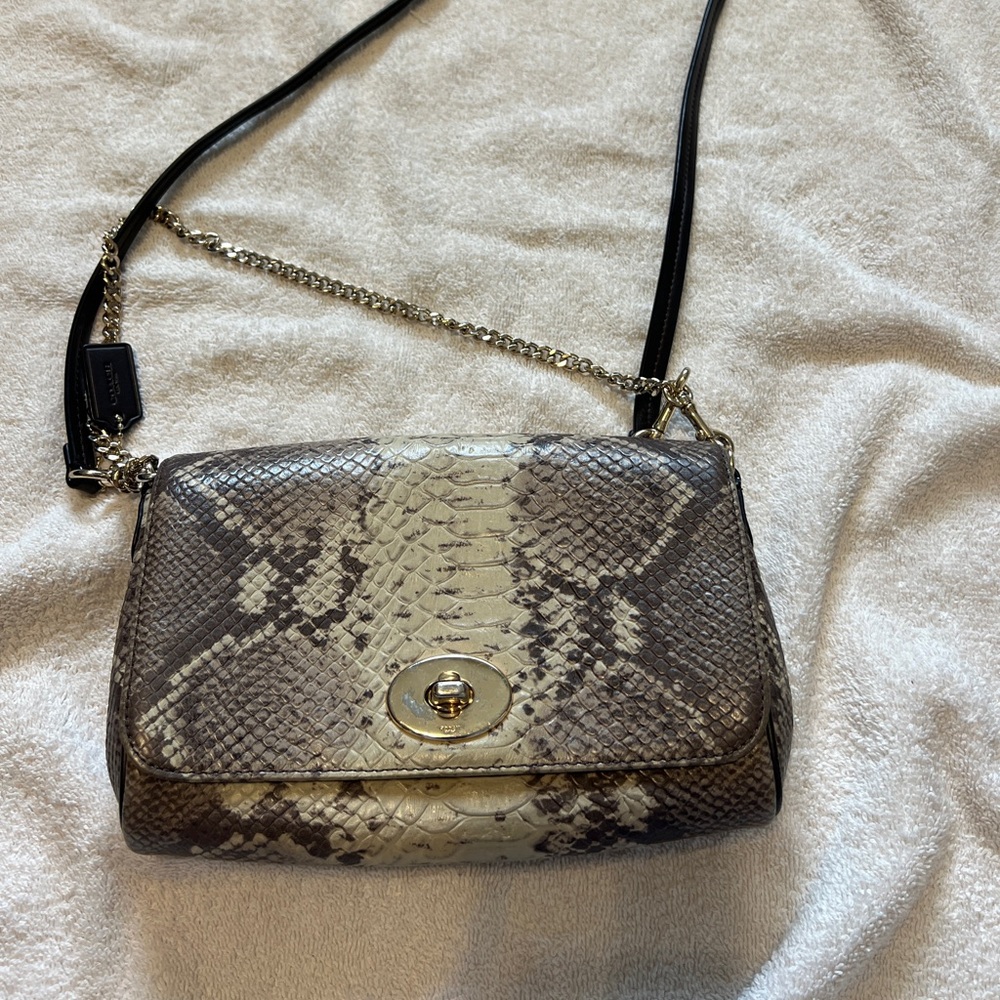 Coach crossbody/ shoulder animal print leather bag